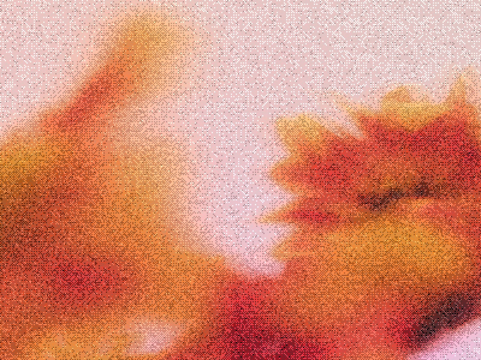 Abstract dithered artwork in warm orange and red tones