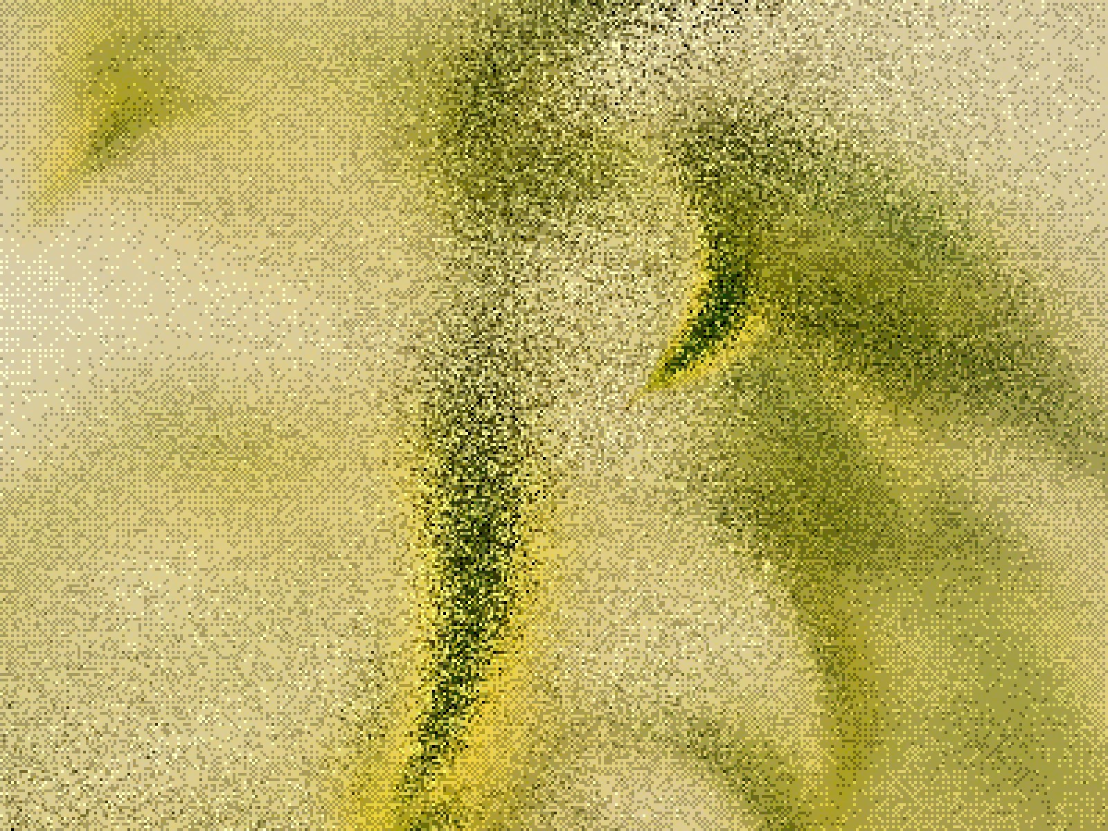 Abstract dithered artwork in olive and gold tones